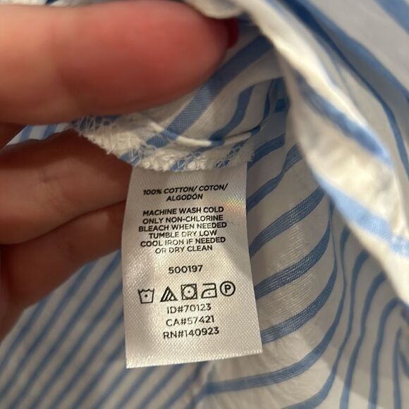 Loft Blue & White Striped Button Down, Size Medium - Picture 6 of 7